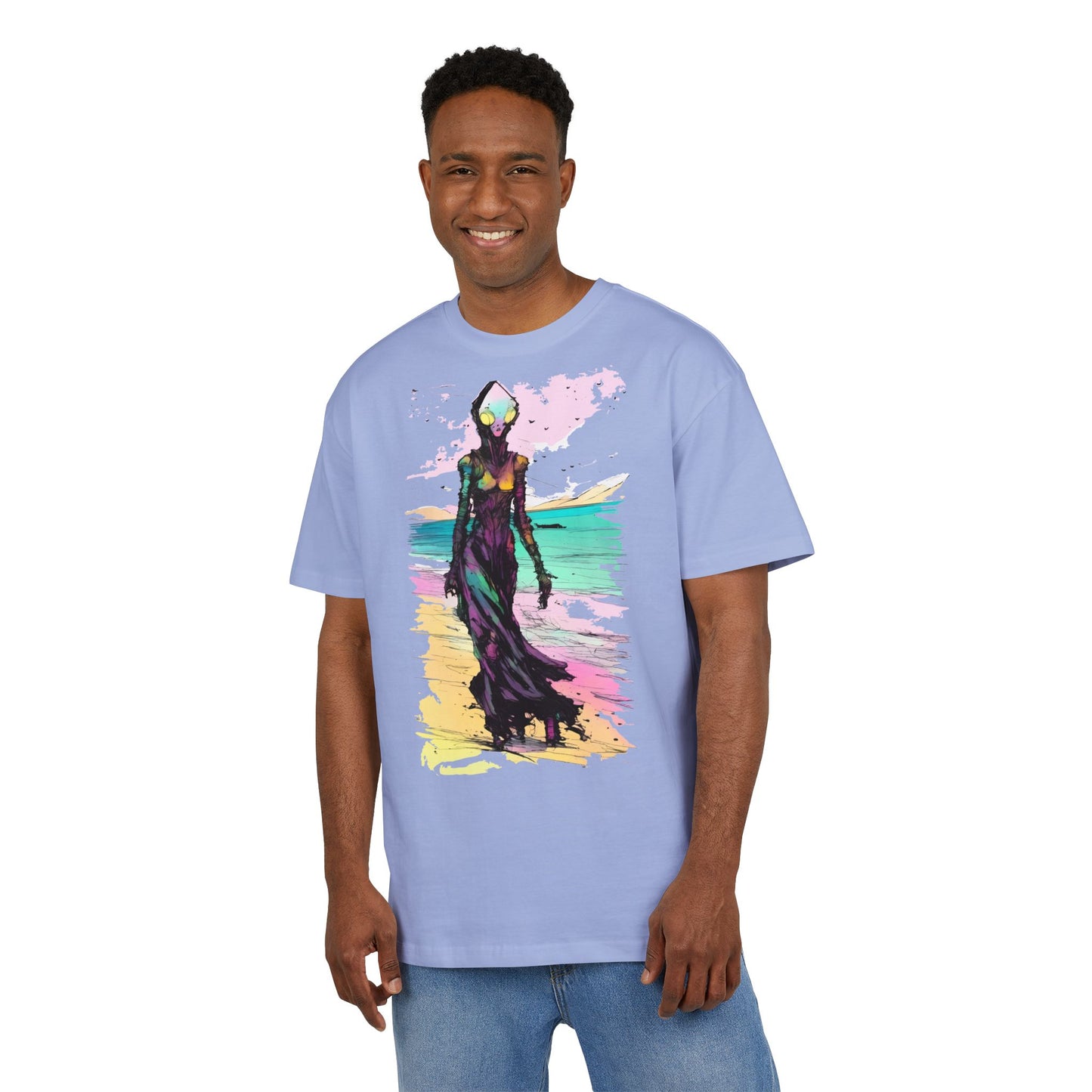 Beach Vibes Oversize Tee - Artistic Graphic Tee, Summer Style, Unisex T-Shirt, Boho Fashion, Casual Wear