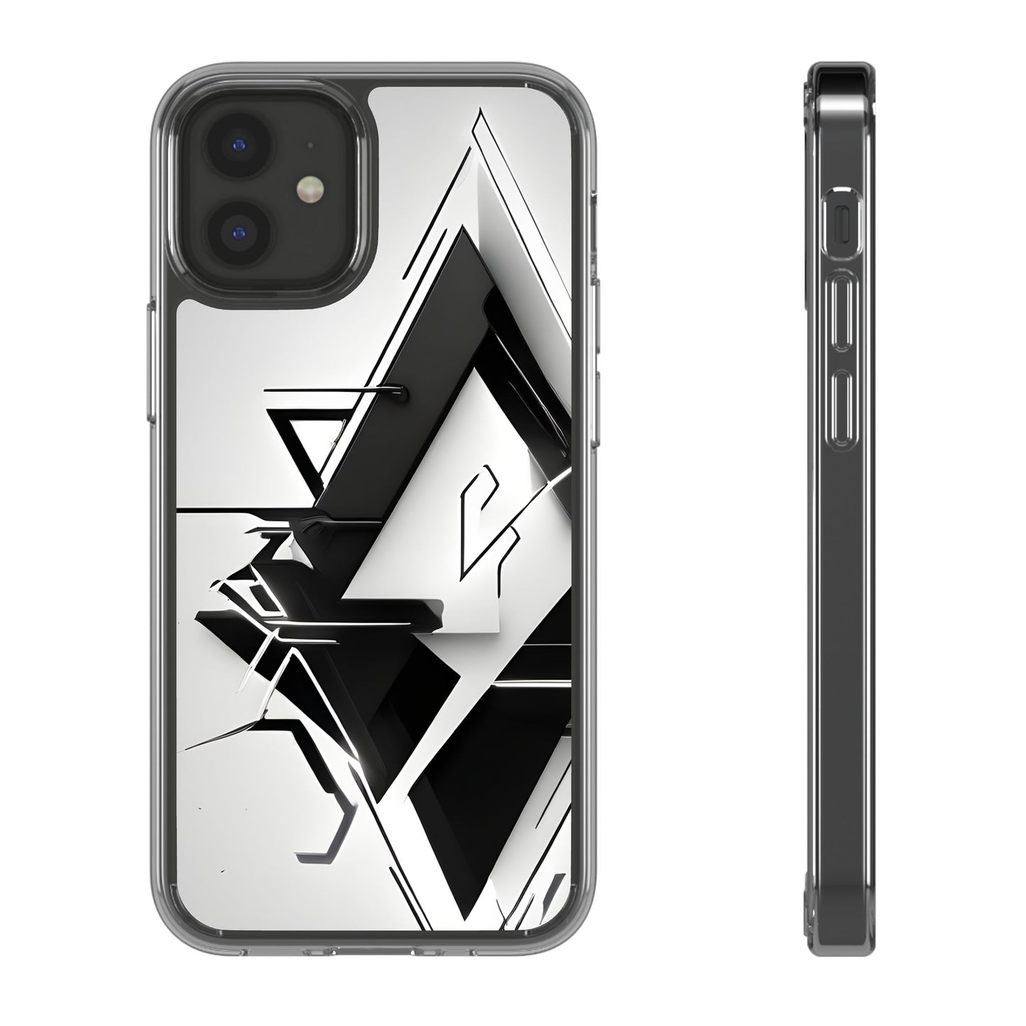 Clear Phone Case with Abstract Edgy Design Print