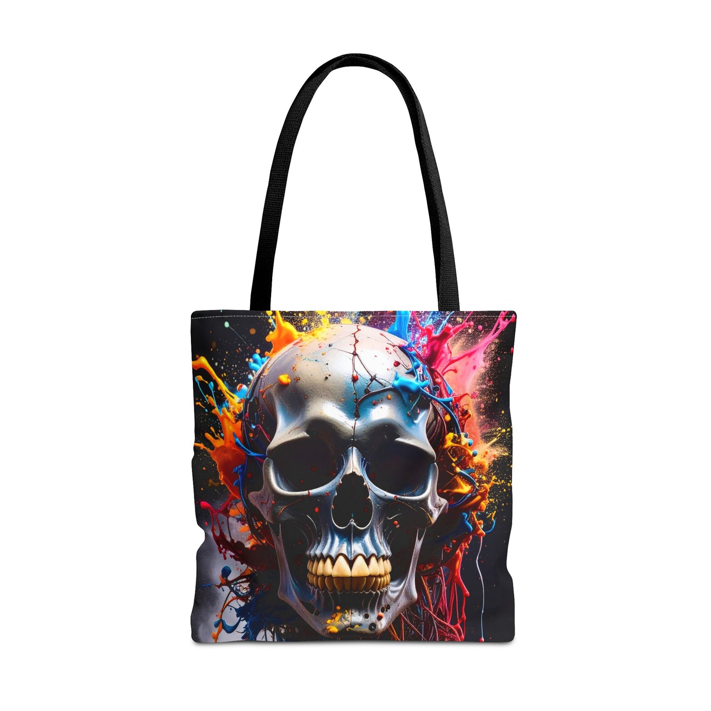 Vibrant Skull Tote Bag, Artistic Reusable Bag, Eco-Friendly Shopping Tote, Perfect Gift for Halloween, Gothic Style