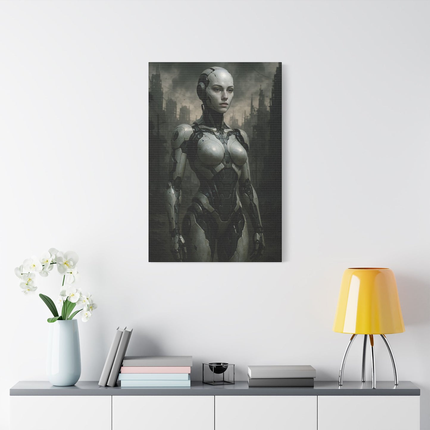 Futuristic Robot Art Canvas Print, Sci-Fi Home Decor, Modern Wall Art, Tech-Inspired Artwork, Gift for Tech Lovers