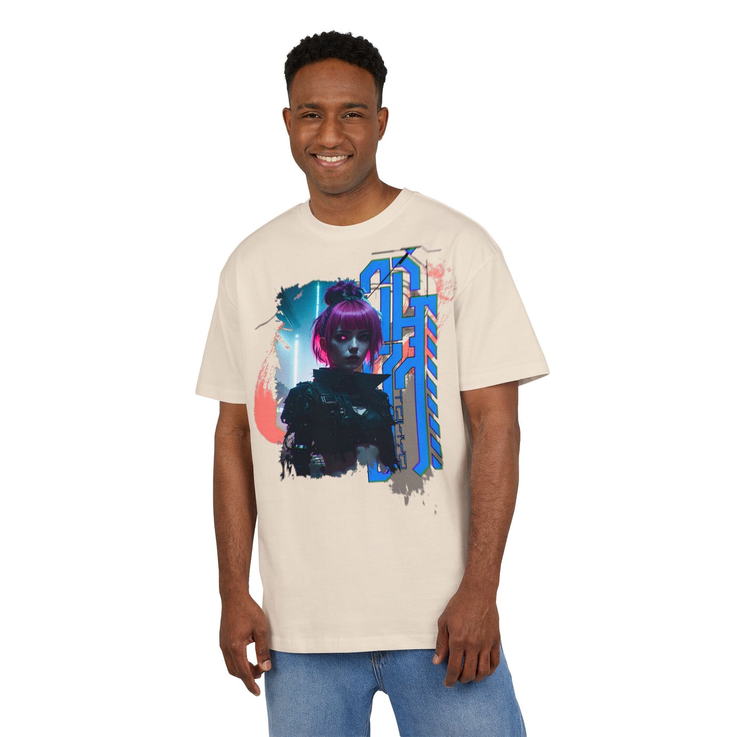 Cyberpunk Aesthetic Unisex Heavy Tee, Streetwear Style Shirt for Teens, Graphic Tee for Gaming, Cozy Casual Wear, Gift for Sci-Fi Lovers