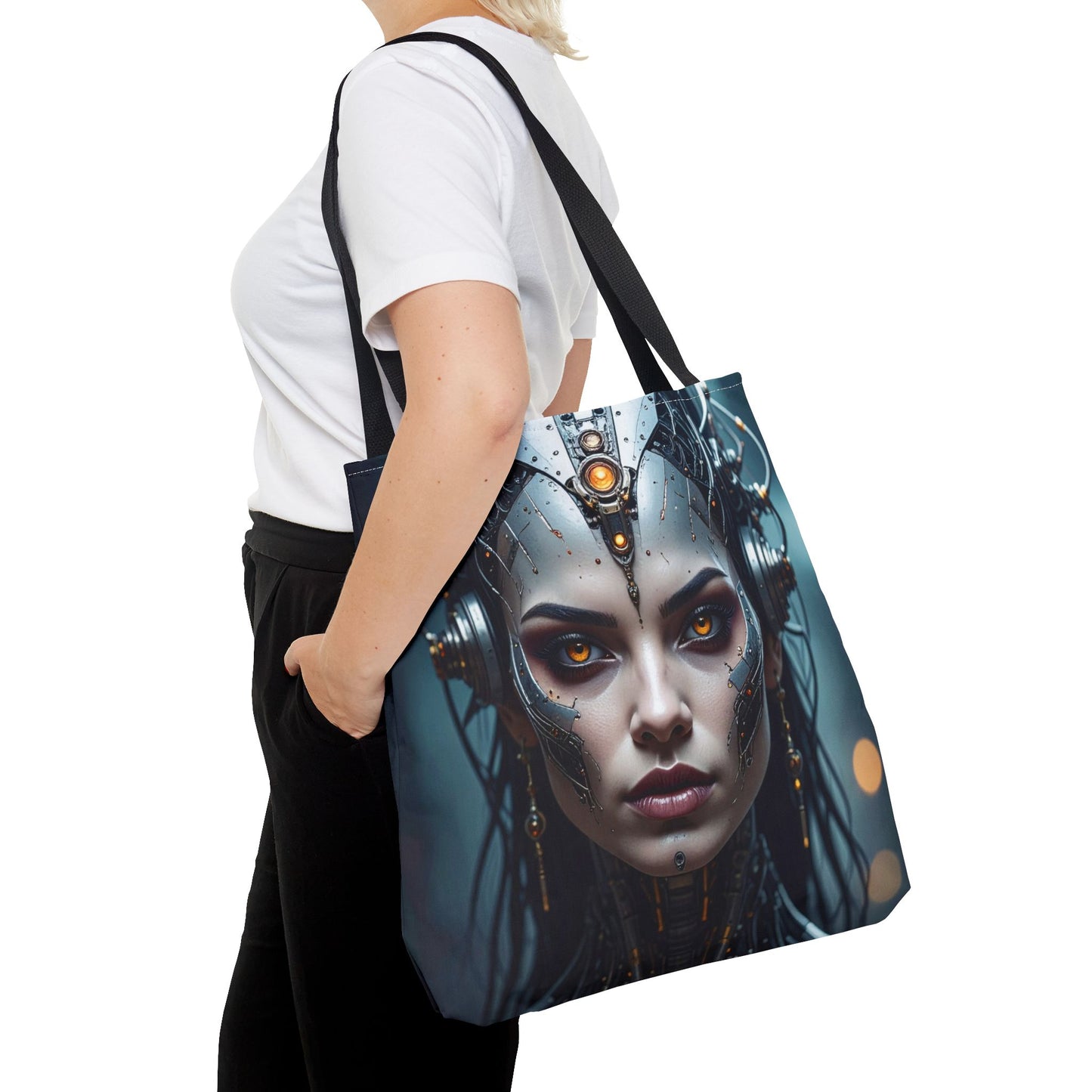 Futuristic Art Tote Bag, Cyberpunk Purse, Unique Shopping Bag, Sci-Fi Style Handbag, Statement Accessory for Geeks