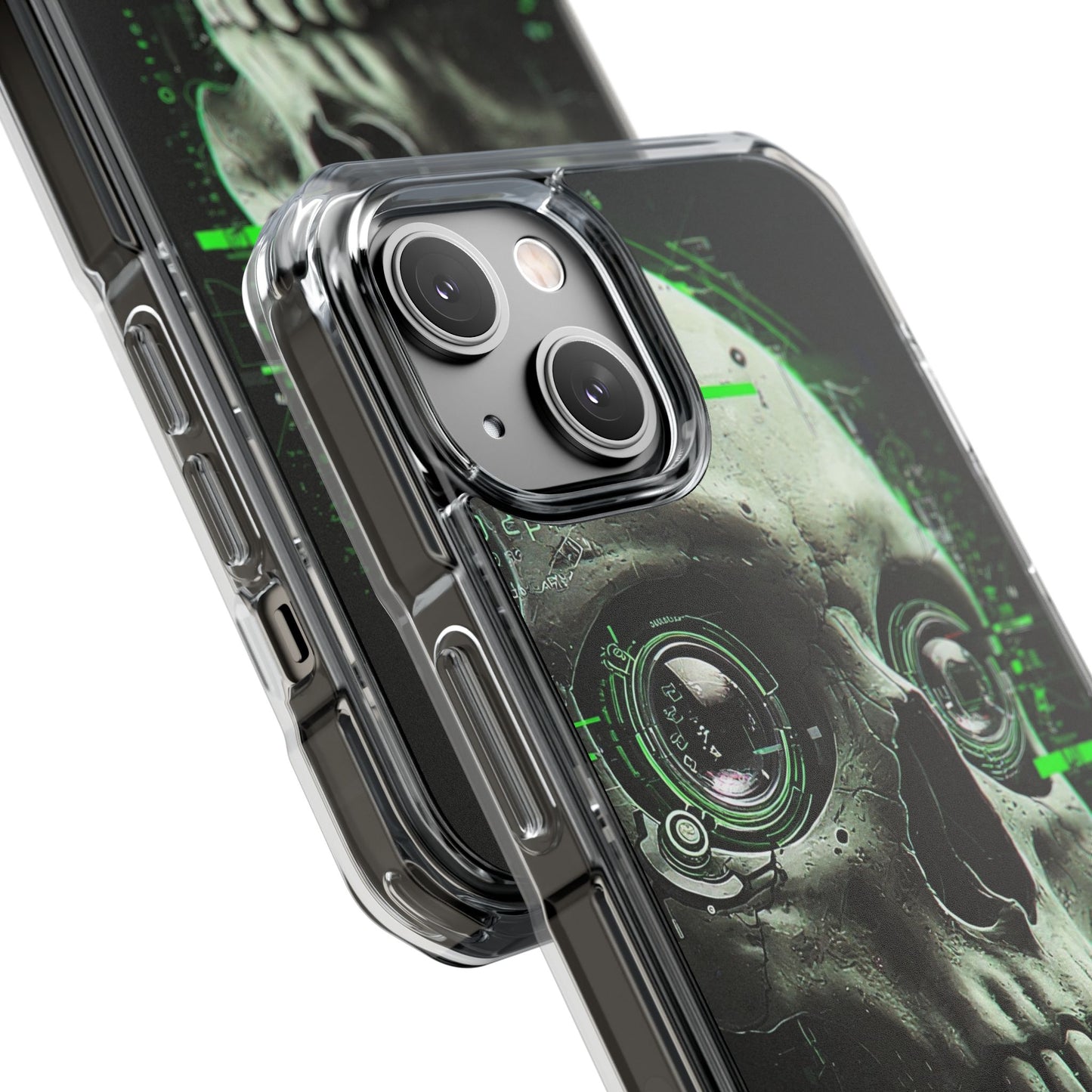 Gothic Skull Phone Case, Cyberpunk Design, Clear Impact Protection, Unique Gift for Him, Halloween Accessories, Tech Lover