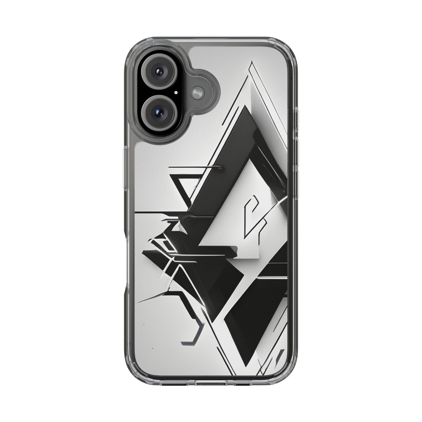 Clear Phone Case with Abstract Edgy Design Print