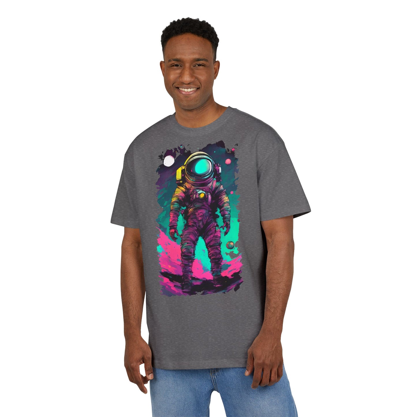 Cosmic Astronaut Tee, Unisex Oversize Tee, Space Graphic Shirt, Retro Astronaut T-Shirt, Gift for Space Lovers, Unique Graphic Tee