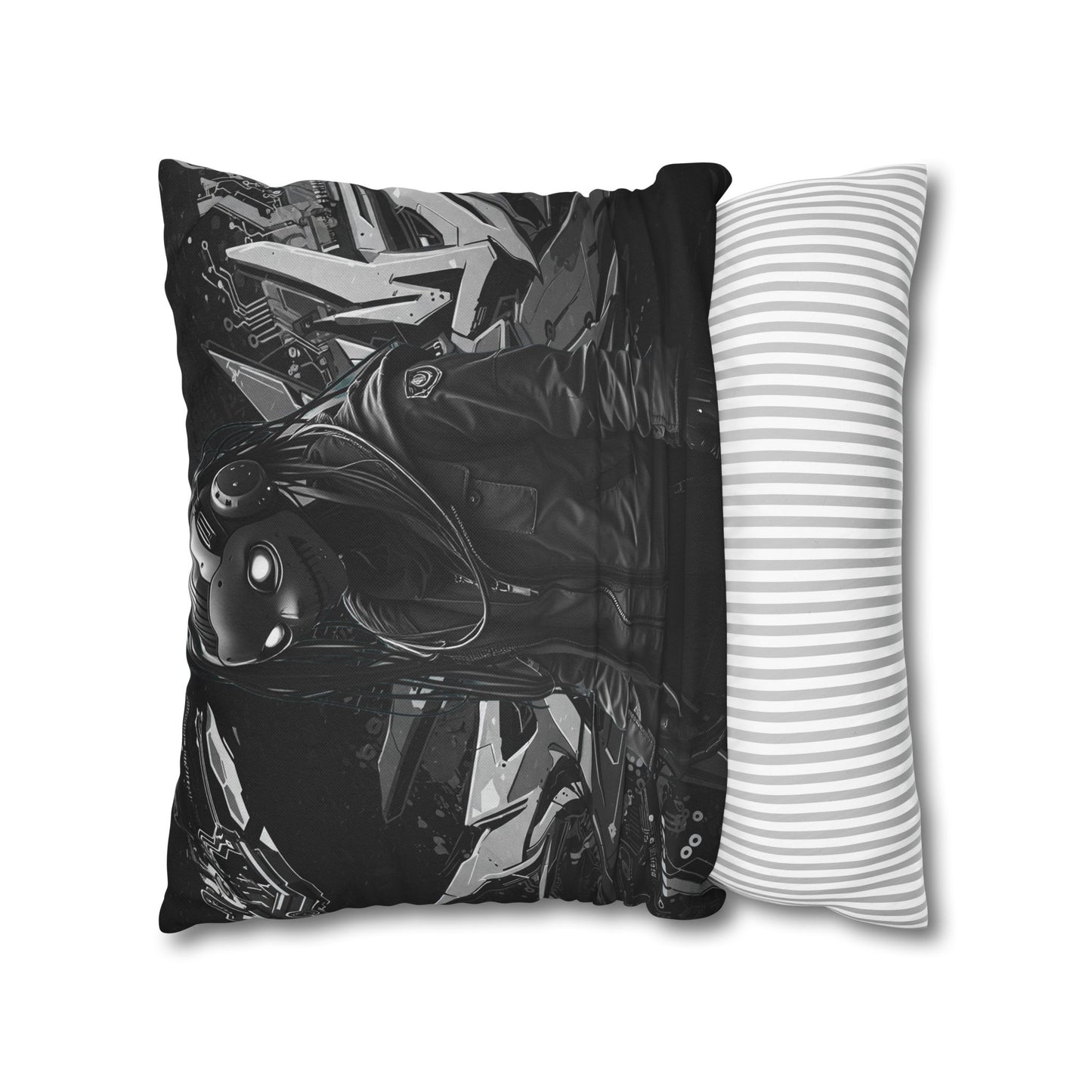 Edgy Cyberpunk Square Pillowcase - Modern Decor for Gaming Enthusiasts