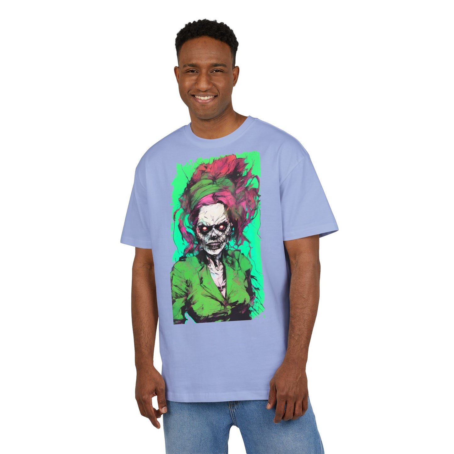 Vibrant Skull Art Oversize Tee, Unisex Graphic Tee, Edgy Streetwear Shirt, Perfect for Halloween, Gift for Art Lovers, Casual Comfort