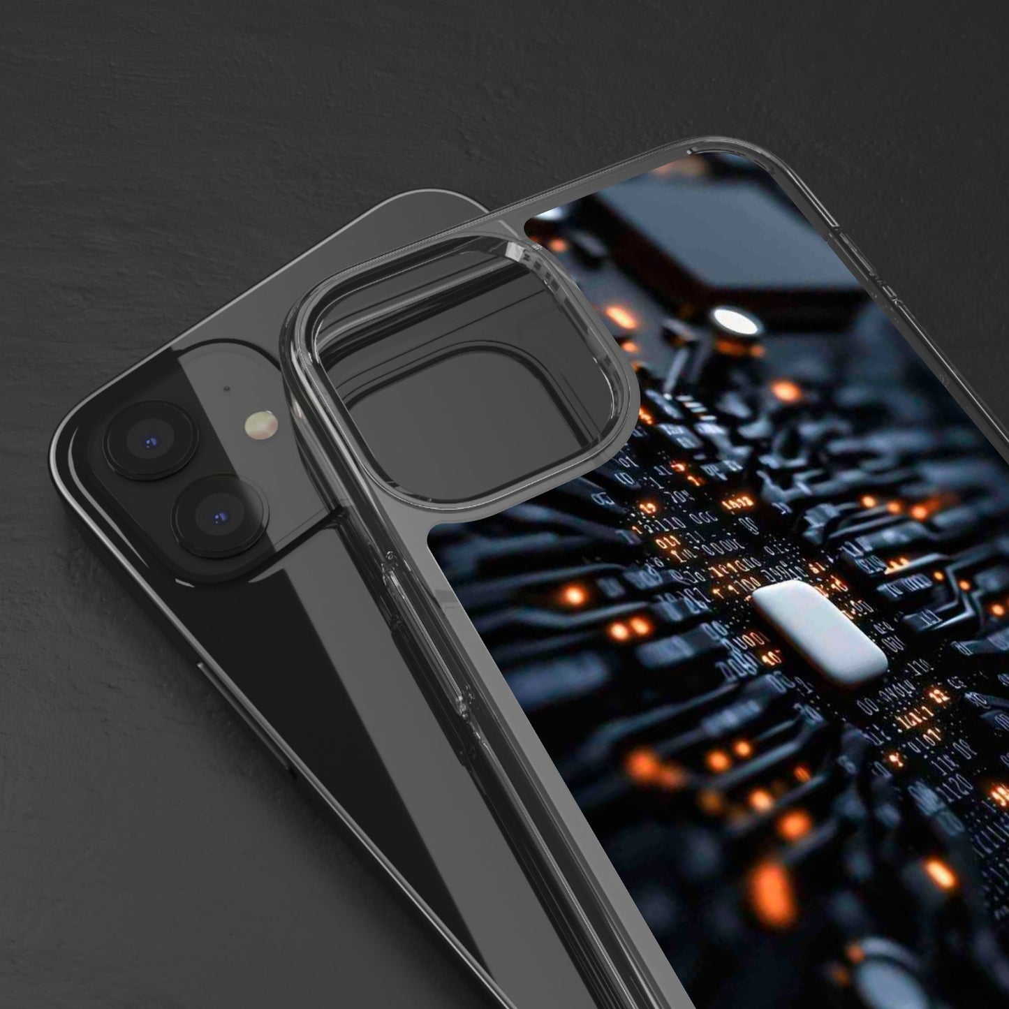 Clear Phone Case with Cyber Print