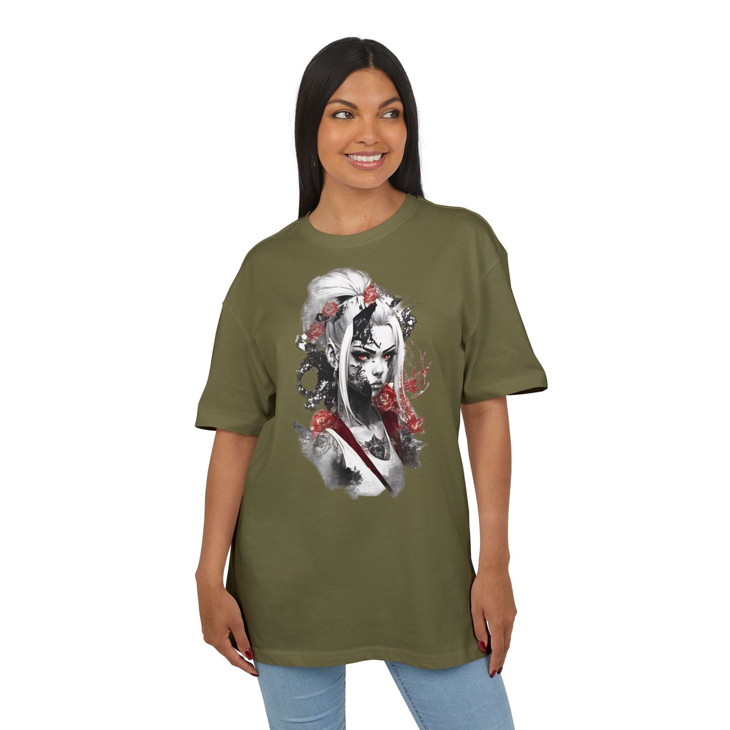 Artistic Unisex Heavy Oversize Tee - Bold Floral Graphics