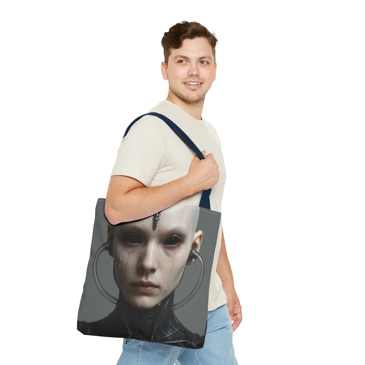 Futuristic AOP Tote Bag | Sci-Fi Style for Everyday Use, Gift for Geek Culture, Urban Accessories, Fashionable Shopping Bag