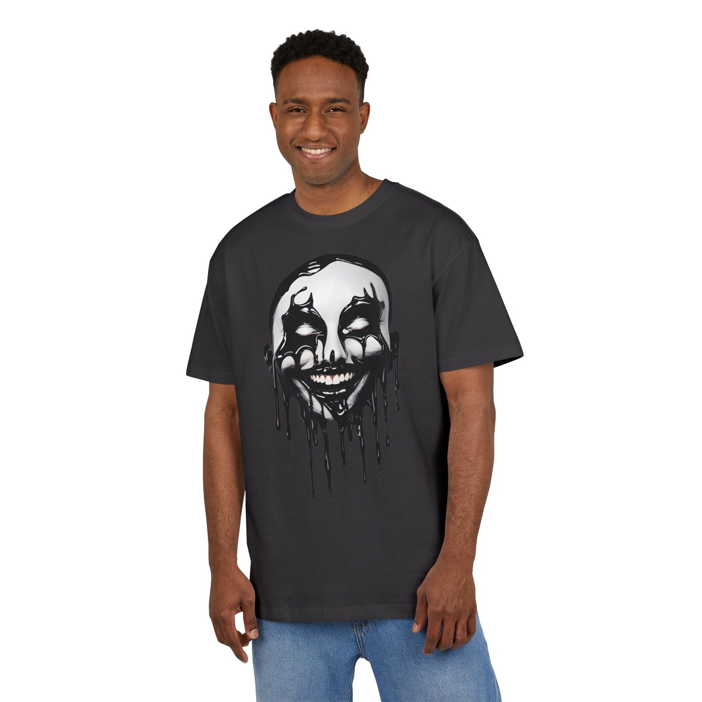 Gothic Graffiti Oversized Tee - Trendy Streetwear, Unisex Fashion Shirt, Edgy Graphic Tee, Perfect for Halloween, Casual Wear