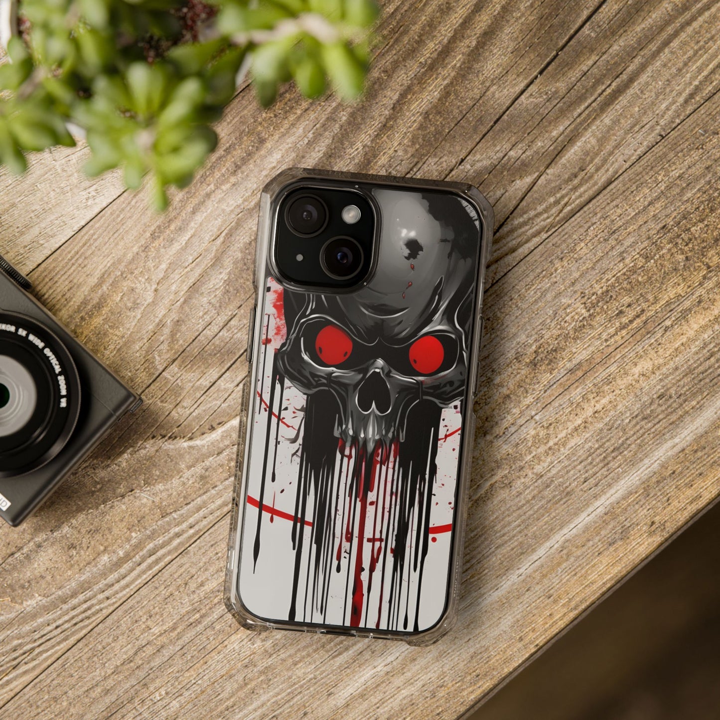 Edgy Skull Design Phone Case, Unique Protective Case, Magnetic Impact Case, Halloween Gift, Skull Lover Accessory