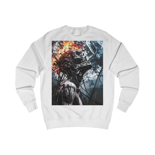 Flame Skull Sweatshirt - Unisex Graphic Apparel for Horror Lovers, Gift for Halloween, Casual Streetwear, Cozy Layering