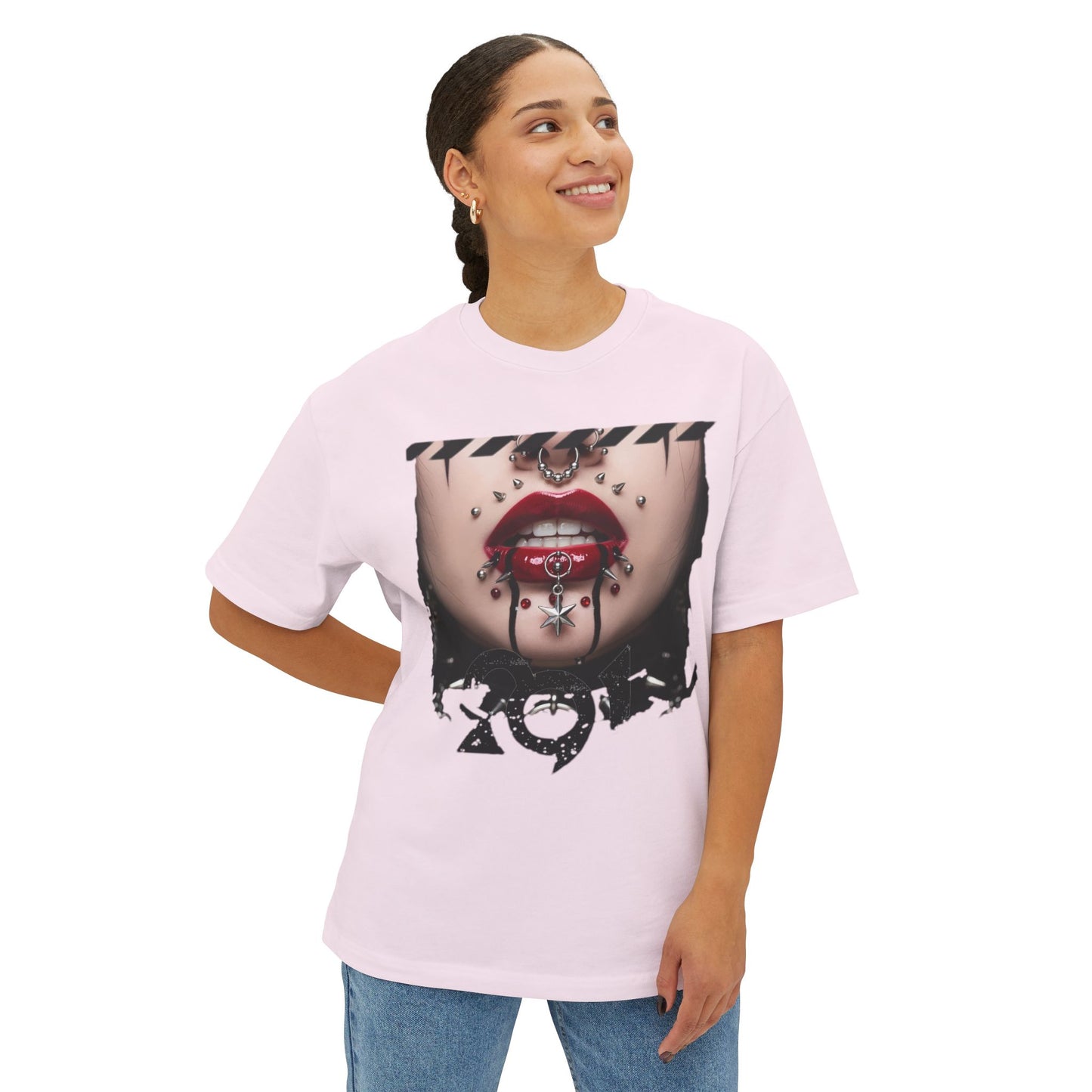 Chic Graphic Tee, Edgy Streetwear Top, Unisex Oversized T-Shirt, Artsy Casual Style, Fashion Statement Tee