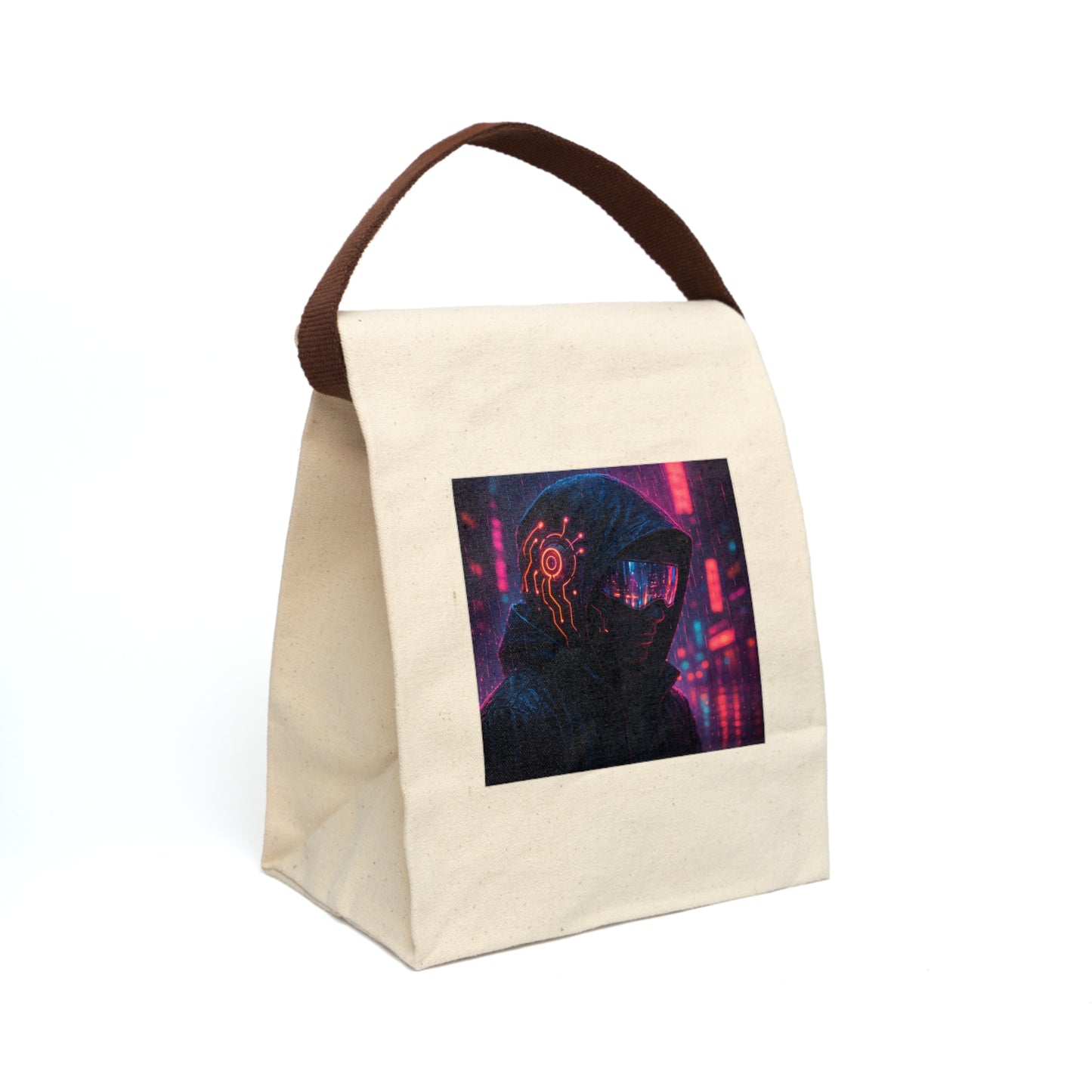 Cyberpunk Canvas Lunch Bag, Stylish Lunch Tote for School, Work, or Picnics, Ideal Gift for Tech Lovers, Durable Insulated Bag