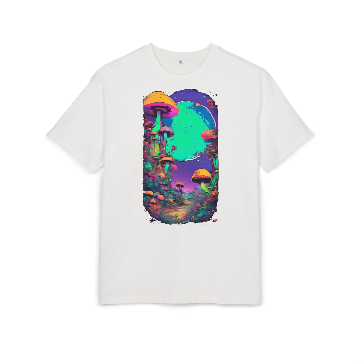 Psychedelic Mushroom Oversize Tee, Unisex Heavyweight Shirt, Bohemian Fashion, Festival Wear, Nature Lover Gift