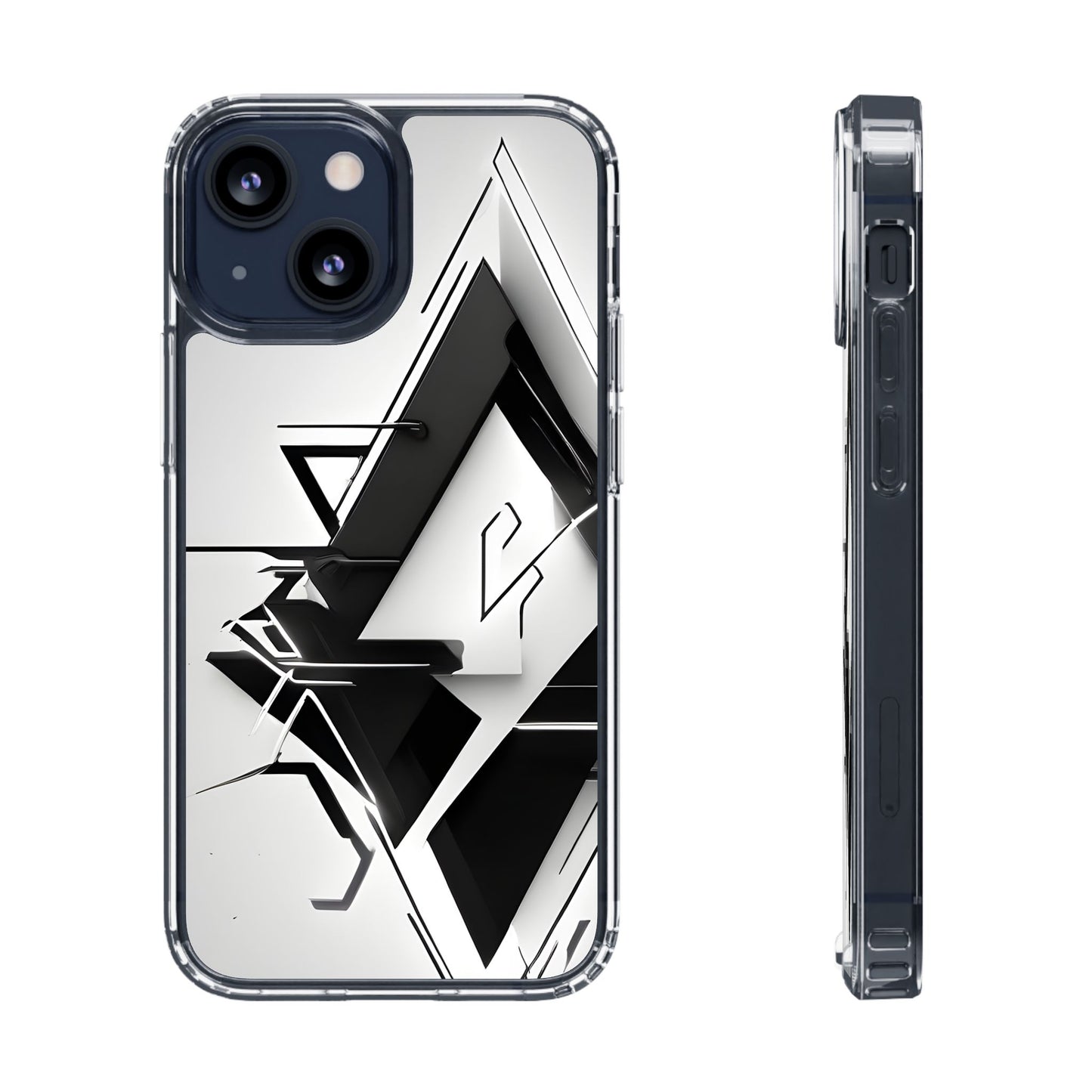 Clear Phone Case with Abstract Edgy Design Print