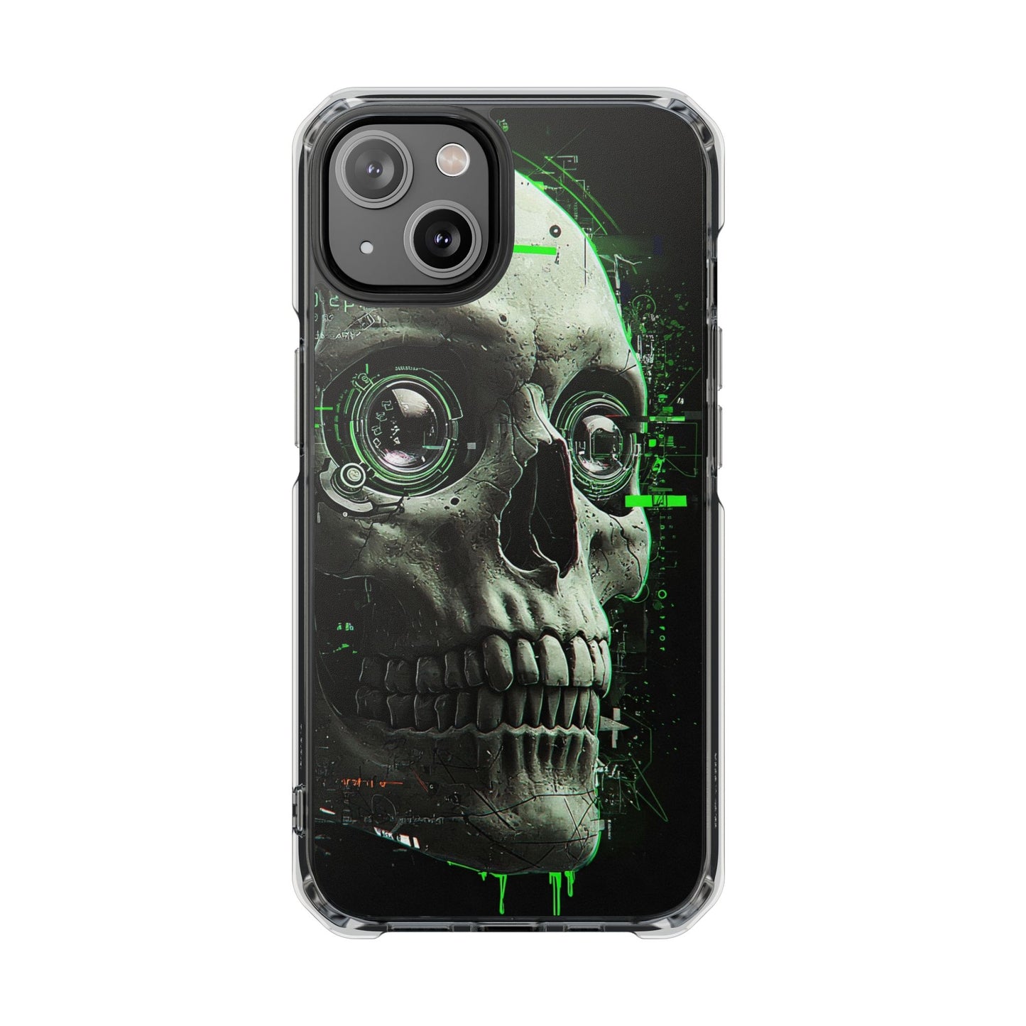 Gothic Skull Phone Case, Cyberpunk Design, Clear Impact Protection, Unique Gift for Him, Halloween Accessories, Tech Lover