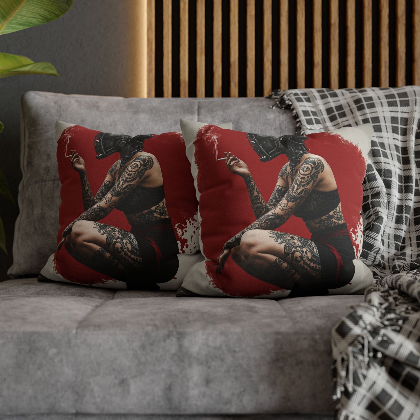 Edgy Tattoo Art Pillowcase | Boho Decor, Home Accent, Gift for Her, Trendy Cushion, Festival Style