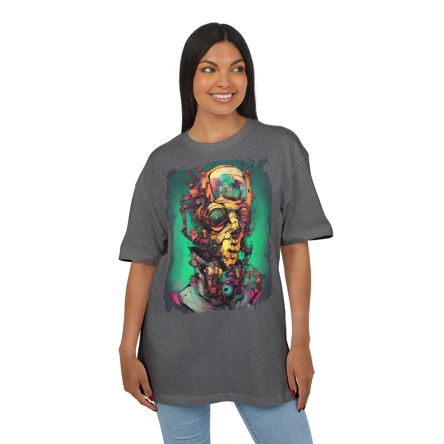 Artistic Oversize Tee Featuring Abstract Portrait, Unisex T-Shirt, Cool Graphic Tee, Streetwear Style, Unique Gifts for Art Lovers