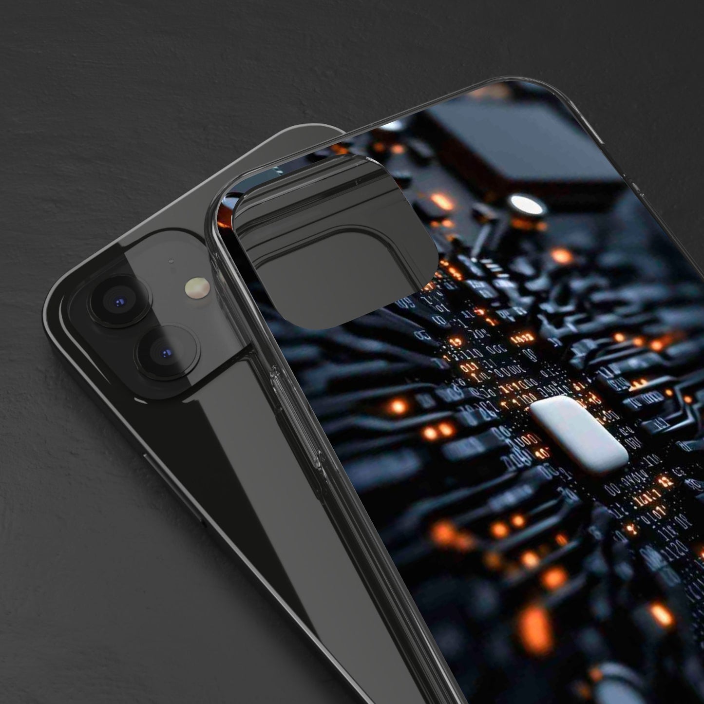 Clear Phone Case with Cyber Print