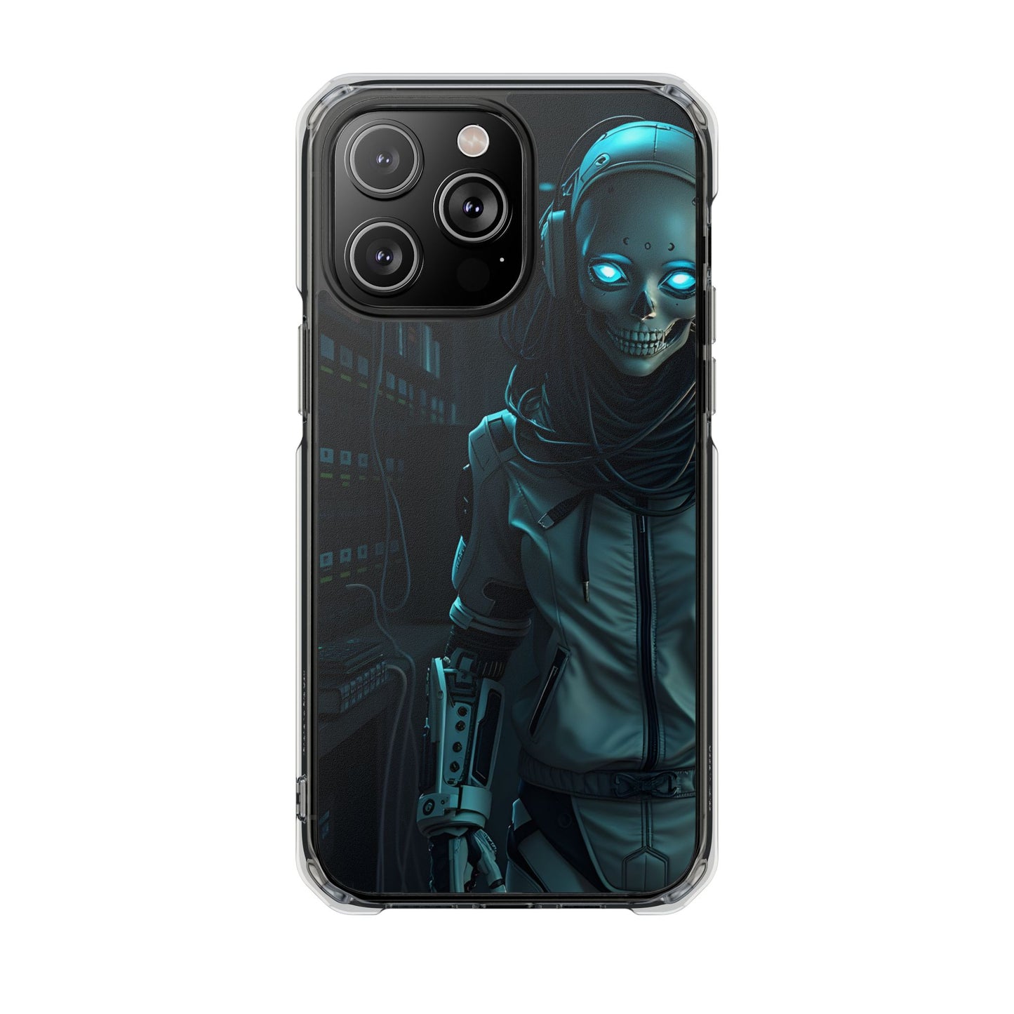 Futuristic Robot Phone Case, Magnetic Clear Impact Case, Unique Gift for Tech Lovers, Protective Smartphone Accessory, Cyberpunk Style