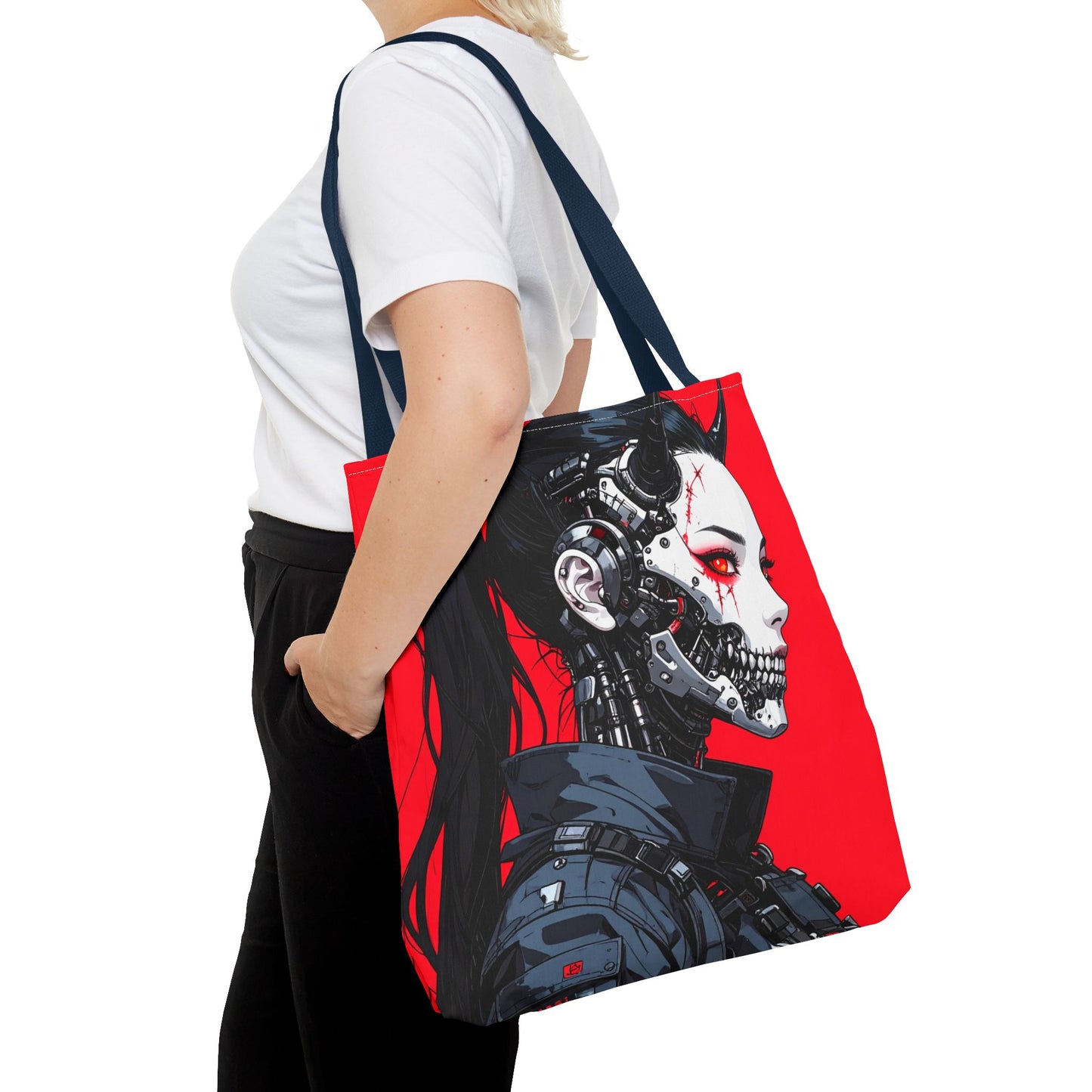 Edgy Graphic Tote Bag, Cyberpunk Artwork, Fashionable Tote, Unique Gift, Eco-Friendly Bag, Everyday Use