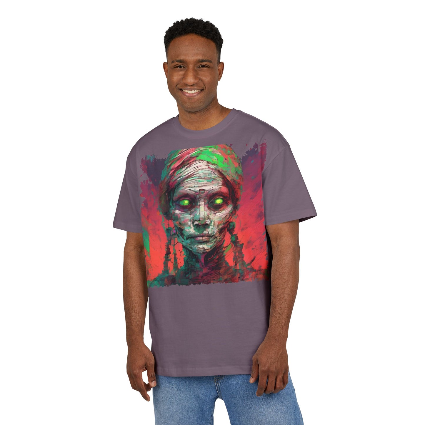 Horror-Inspired Unisex Oversize Tee, Spooky Graphic Shirt, Halloween Outfit, Unique Art Tee, Ghoulish Casual Wear, Perfect for Parties