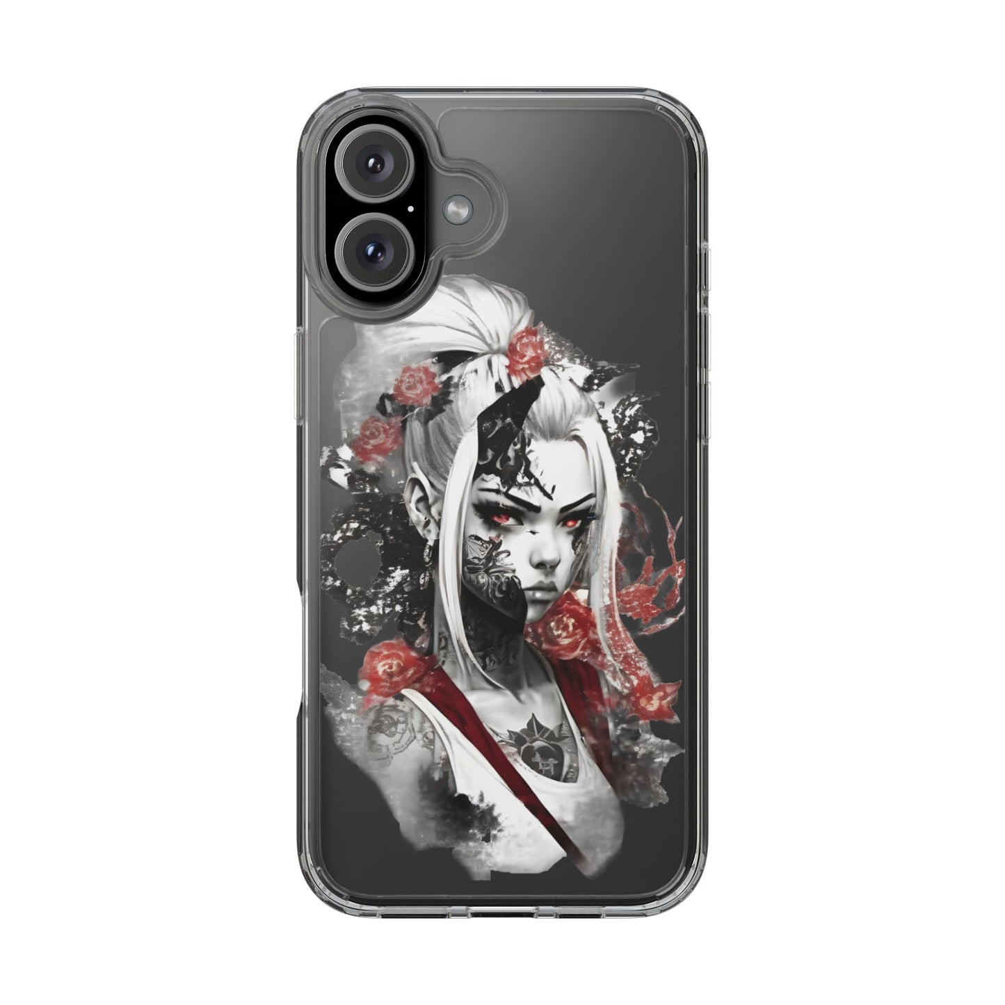 Artistic Clear Phone Case with Floral Design