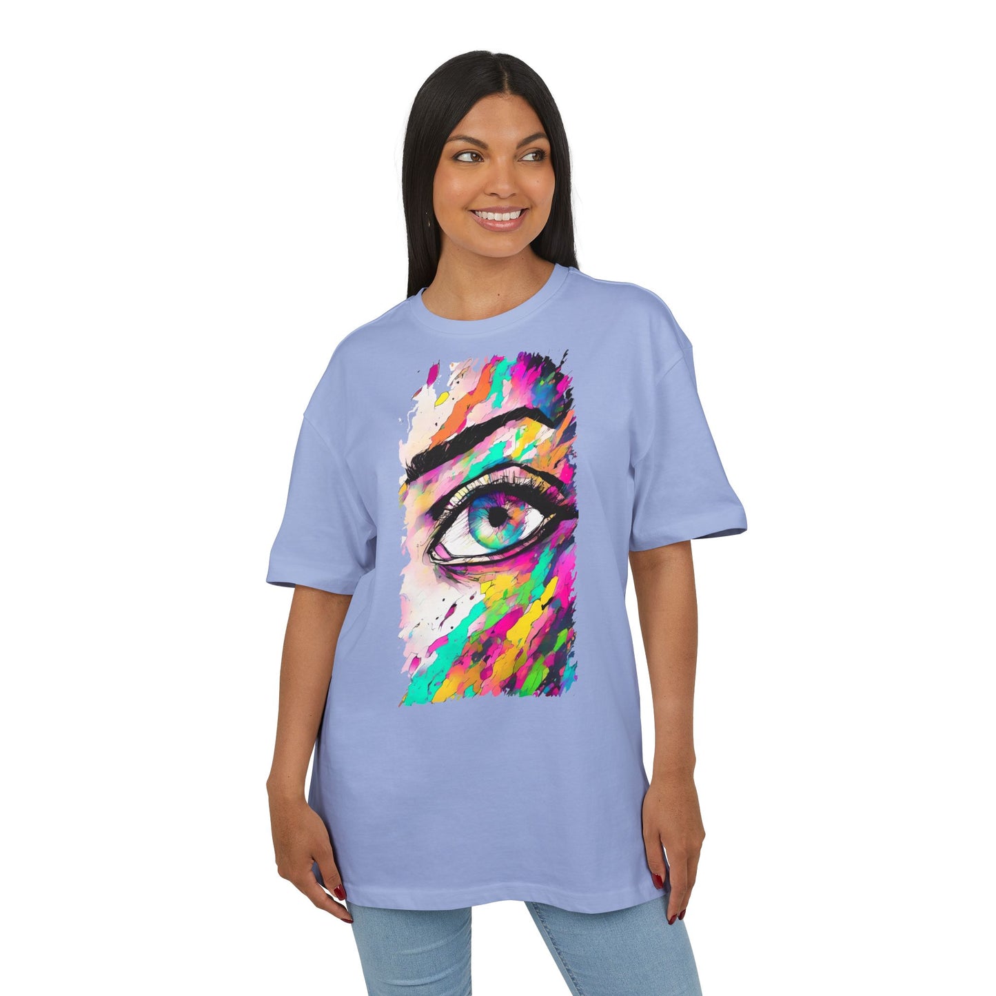 Colorful Eye Graphic Unisex Heavy Oversize Tee, Artistic T-Shirt, Casual Wear, Gift for Art Lovers, Streetwear Trends, Vibrant Style