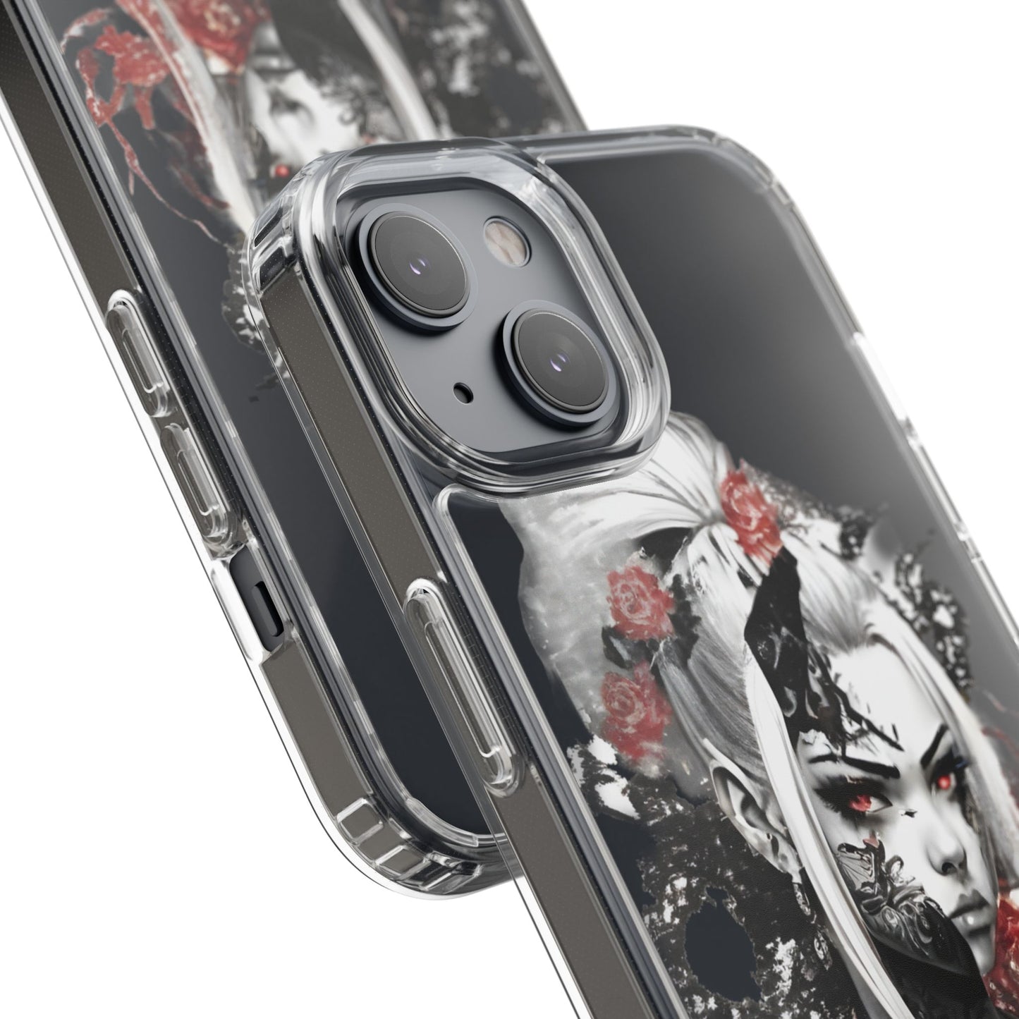 Artistic Clear Phone Case with Floral Design