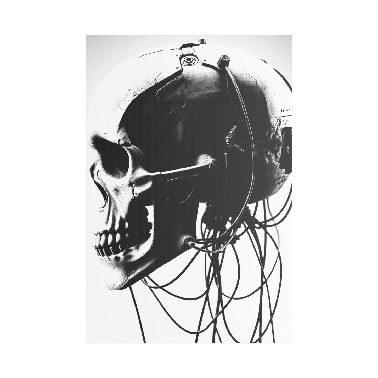Gothic Skull Canvas Art, Black and White Stretched Wall Decor, Edgy Home Aesthetic, Perfect for Halloween and Punk Lovers