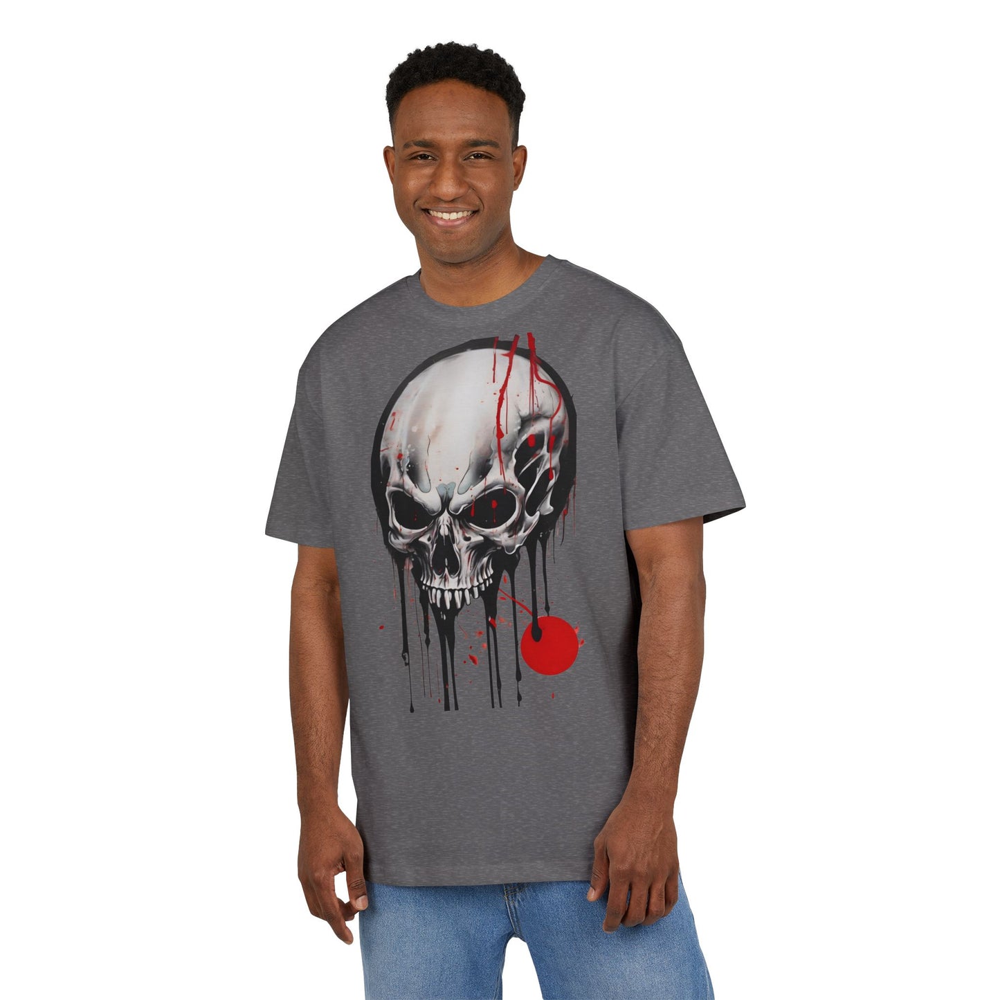 Gothic Skull Oversized Tee - Trendy Streetwear for Music Lovers, Grunge Style, Halloween Costume, Alternative Fashion, Graphic Tee