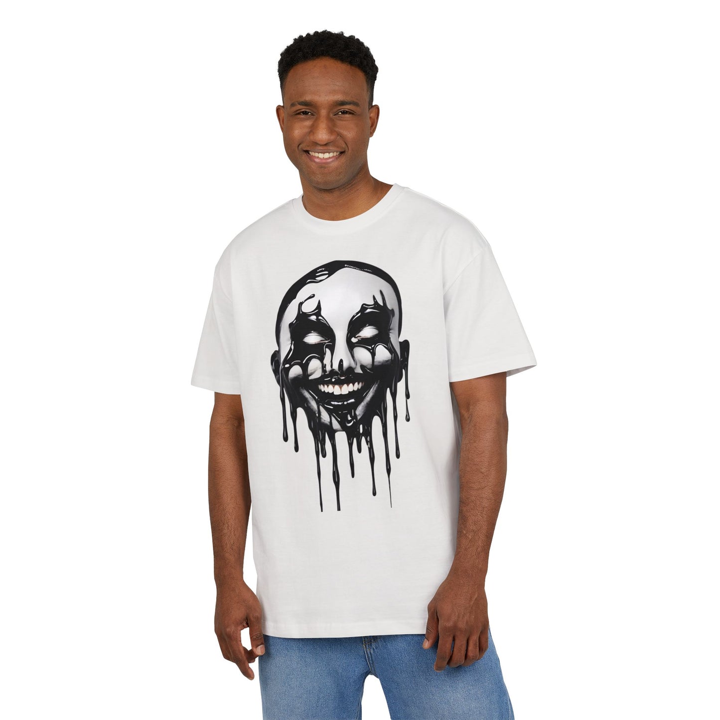 Gothic Graffiti Oversized Tee - Trendy Streetwear, Unisex Fashion Shirt, Edgy Graphic Tee, Perfect for Halloween, Casual Wear