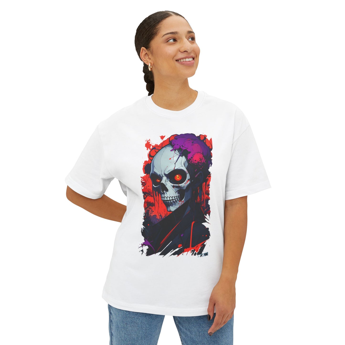 Edgy Skull Graphic Tee, Oversized T-Shirt for Casual Wear, Halloween Costume, Streetwear Fashion, Unisex Gift Idea