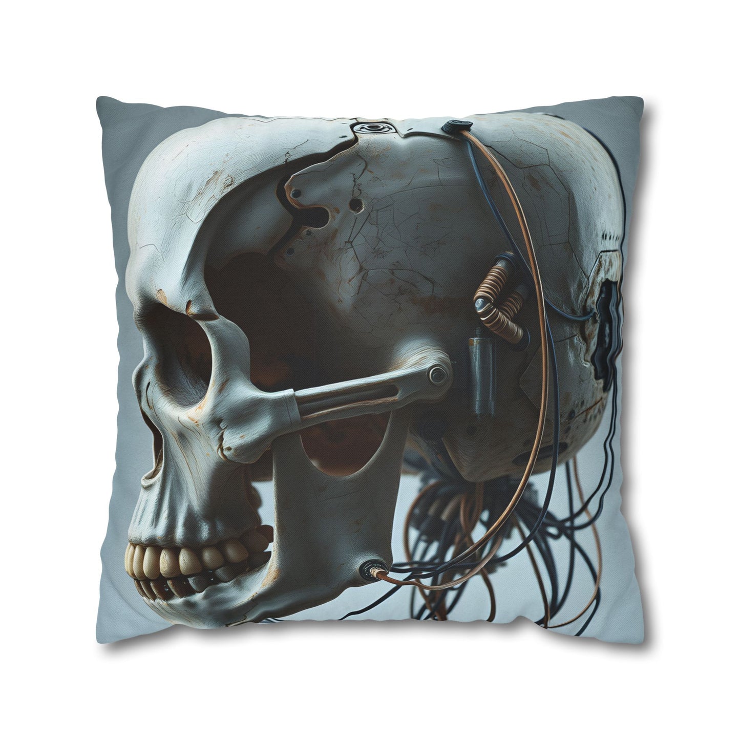 Square Pillowcase Futuristic Edge Skull Design Pillowcase