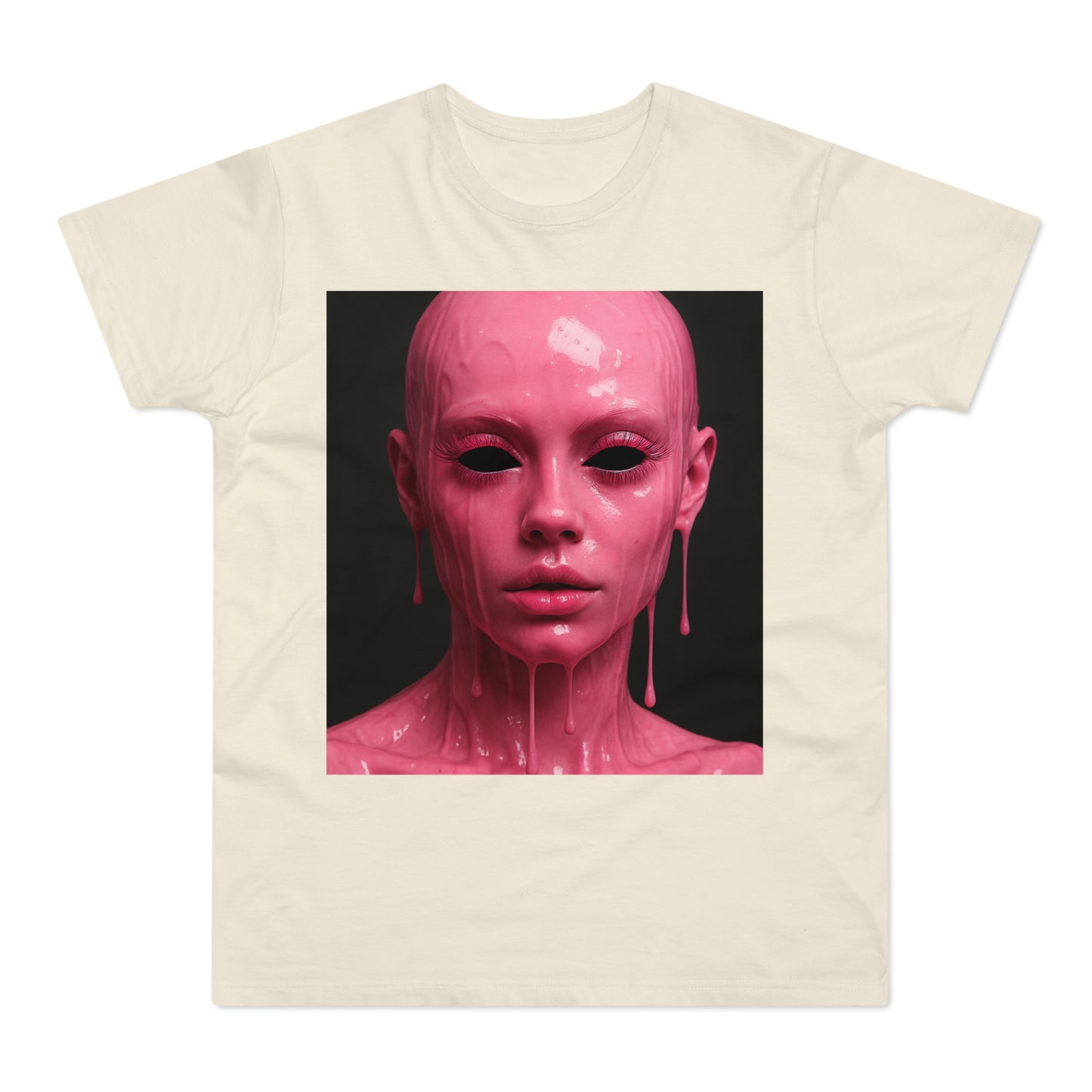 Artistic Pink Melting Face T-Shirt - Trendy Graphic Tee, Unique Gift, Statement Apparel, Festival Wear, Occasional Fashion, Street Style