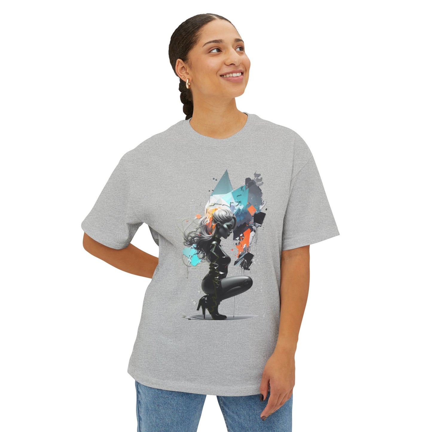 Artistic Unisex Oversized Boxy Tee - Trendy Graphic T-Shirt, Casual Wear, Gift for Art Lovers, Summer Outfit, Streetwear Style