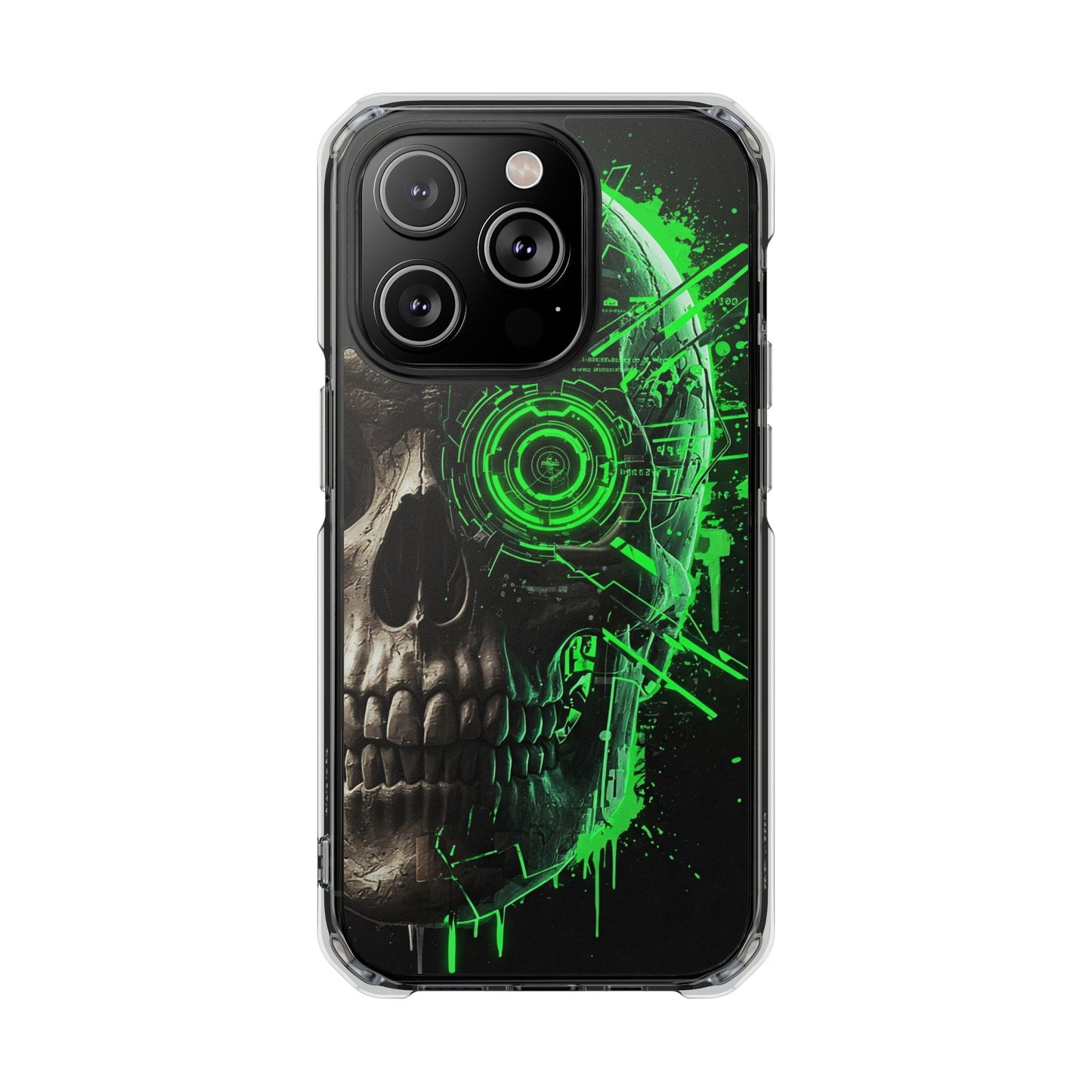 Skull Graphic Phone Case - Magnetic Clear Impact Cases, Skull Design, Unique Phone Protection, Edgy Gift for Tech Lovers