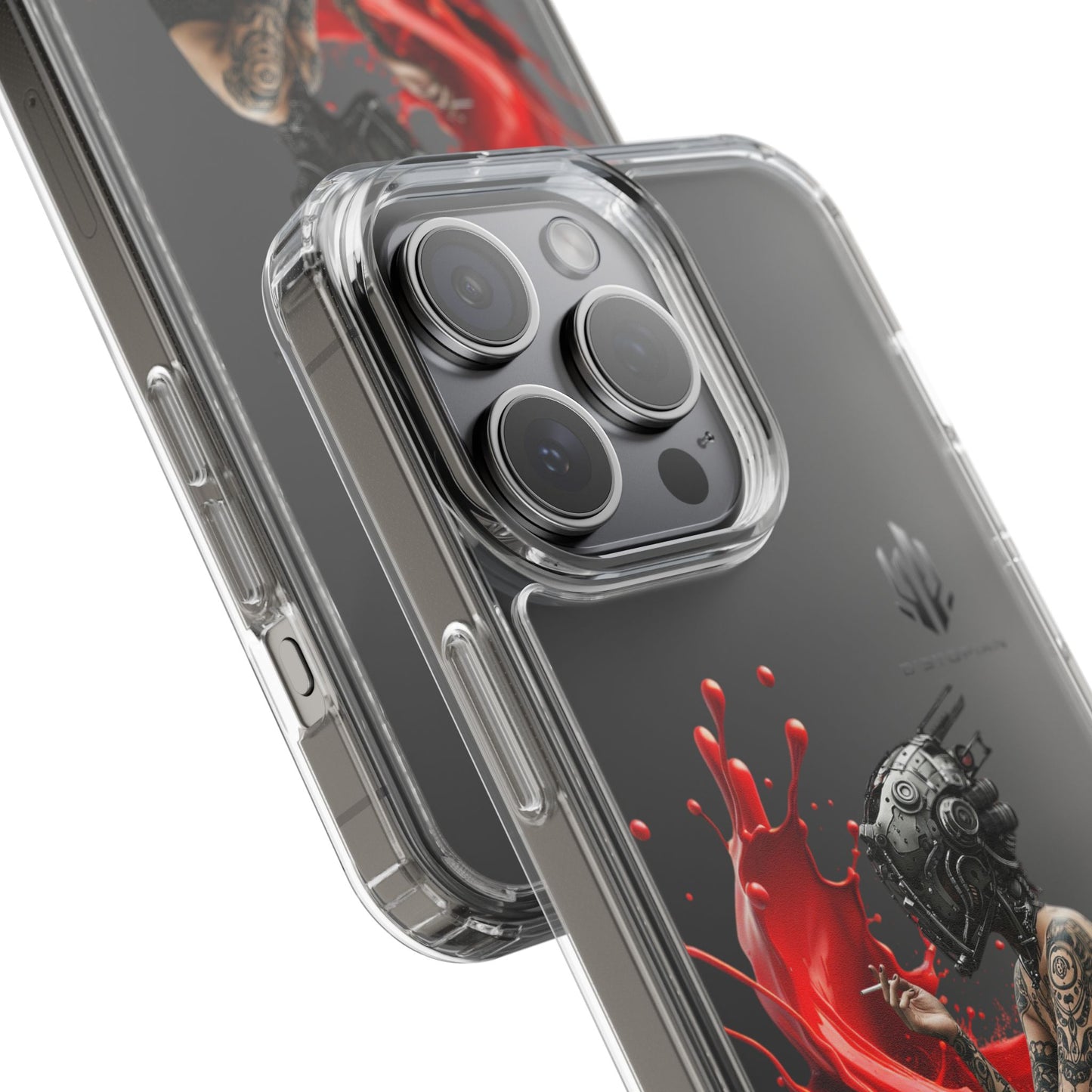 Dystopian Art Clear Phone Case - Futuristic Style with Bold Design