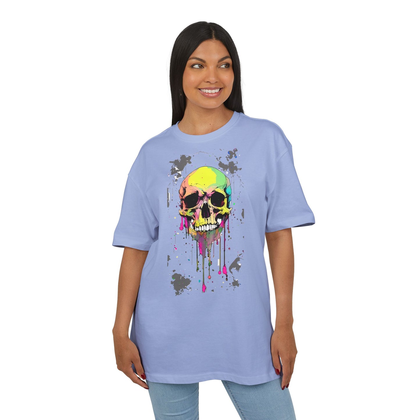Colorful Skull Oversized Tee - Edgy Graphic Shirt for Casual Wear, Street Style, Gifts, etc.