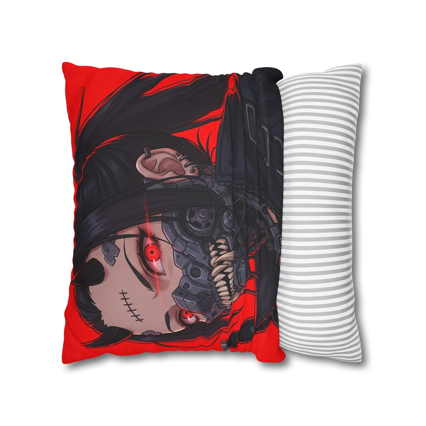 Gothic Anime Pillowcase, Decorative Throw Pillow, Cyberpunk Square Cushion, Bedroom Decor, Unique Gift for Fans, Cozy Home Accents