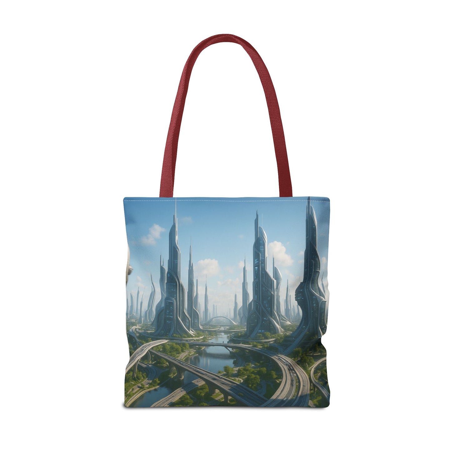 Futuristic Cityscape Tote Bag, Eco-Friendly Bag, Art Print Tote, Unique Shoulder Bag, Travel Tote, Stylish Shopping Bag, Gift for Her
