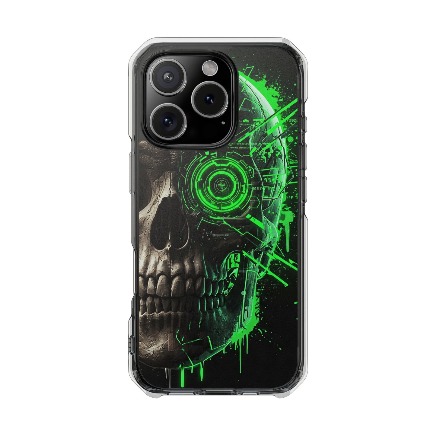 Skull Graphic Phone Case - Magnetic Clear Impact Cases, Skull Design, Unique Phone Protection, Edgy Gift for Tech Lovers