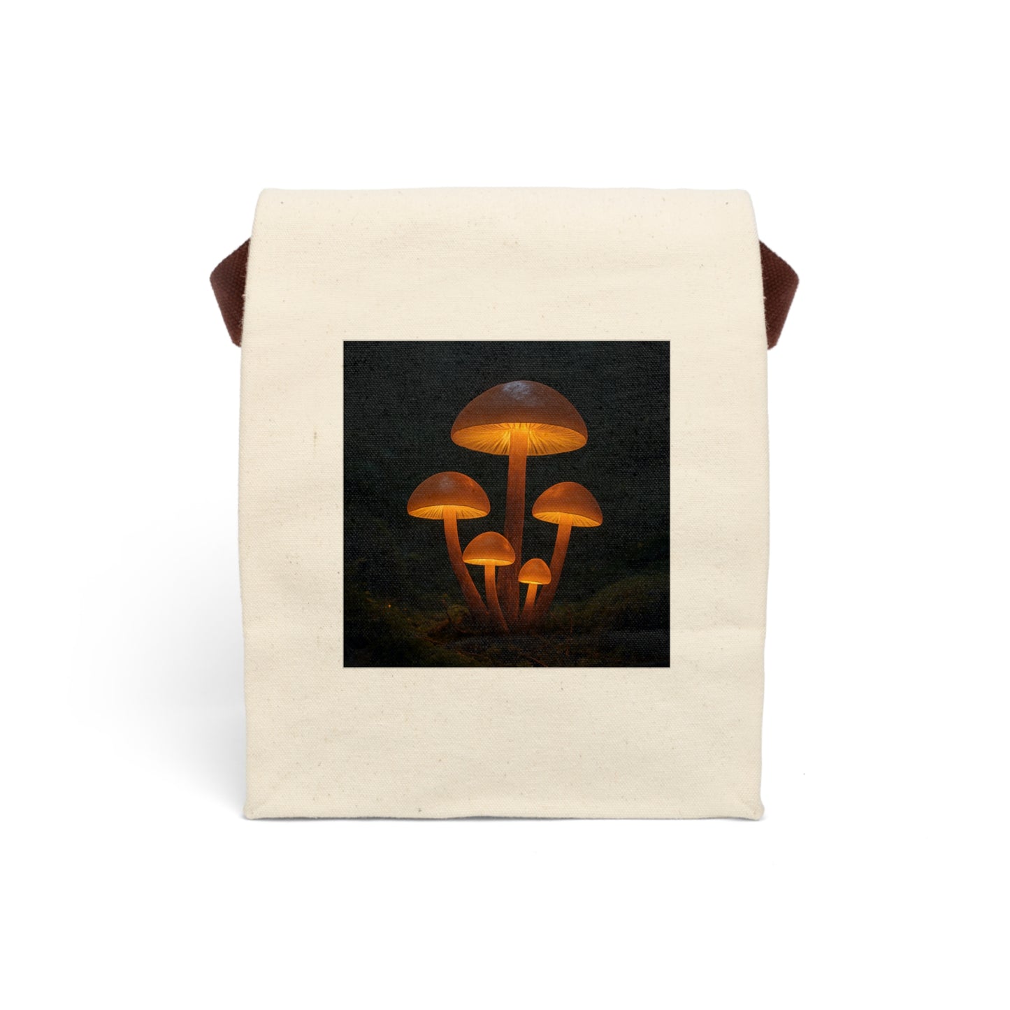 Glowing Mushroom Canvas Lunch Bag, Eco-Friendly Tote, Kids Lunchbox, Gift for Nature Lovers, Unique Snack Bag, Sustainable Gifts