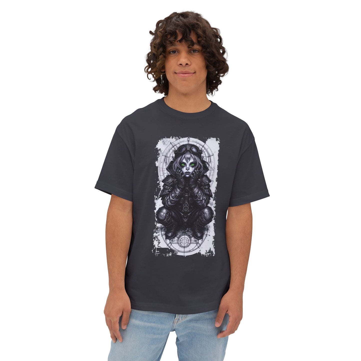 Gothic Graphic Unisex Boxy Tee - Oversized White T-Shirt for Alternative Fashion, Casual Wear, Gift for Festivals, Streetwear