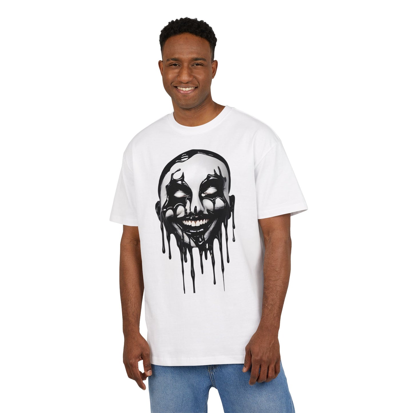 Gothic Graffiti Oversized Tee - Trendy Streetwear, Unisex Fashion Shirt, Edgy Graphic Tee, Perfect for Halloween, Casual Wear
