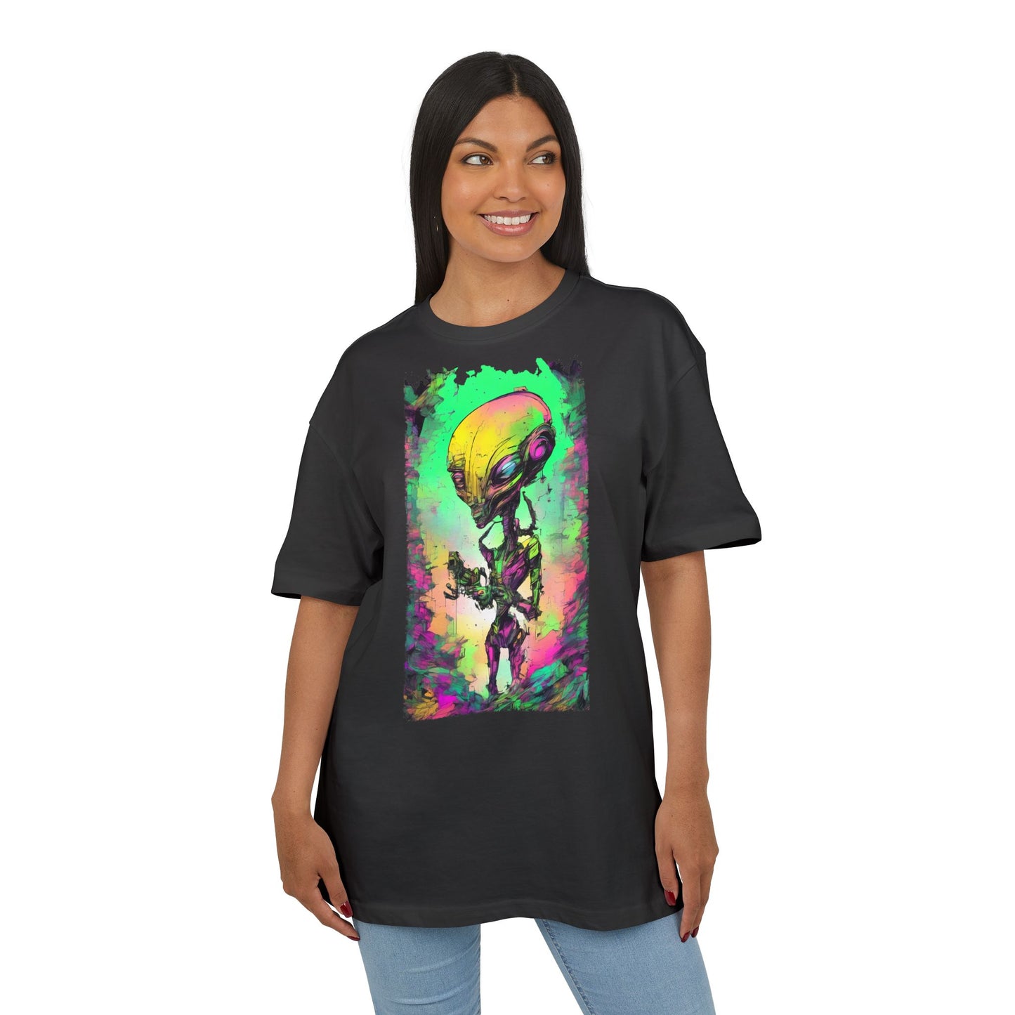 Cosmic Alien Art Tee - Unisex Heavy Oversize Tee, Retro Space Vibe Shirt, Gift for Sci-Fi Lovers, Casual Wear, Unique Graphic T-Shirt