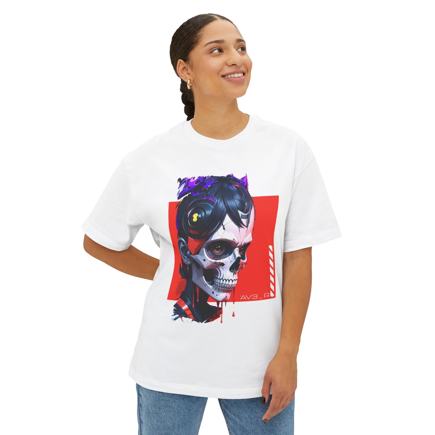 Edgy Oversized Tee with Skull Design, Streetwear Shirt for Art Lovers, Unisex Graphic Tee, Halloween Apparel, Trendy Casual Wear