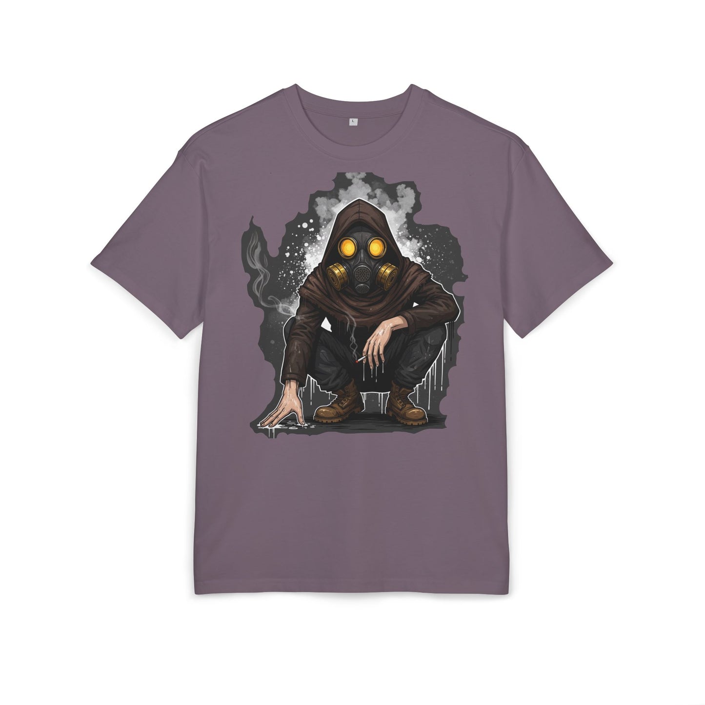 Gothic Gas Mask Unisex Heavy Oversize Tee, Streetwear Graphic Tee, Casual T-Shirt, Halloween Costume Top, Unique Gift Idea